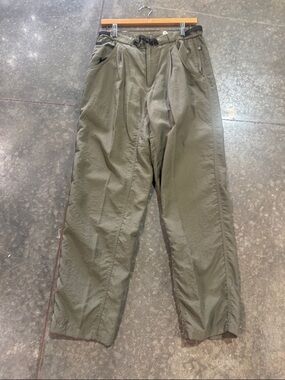 Columbia Nylon Hiking Pants Women M Olive Green Belted Lightweight Outdoor